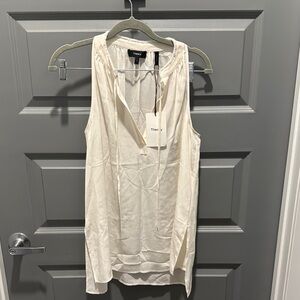 NWT Theory Cream Sleeveless Tie Front Blouse
